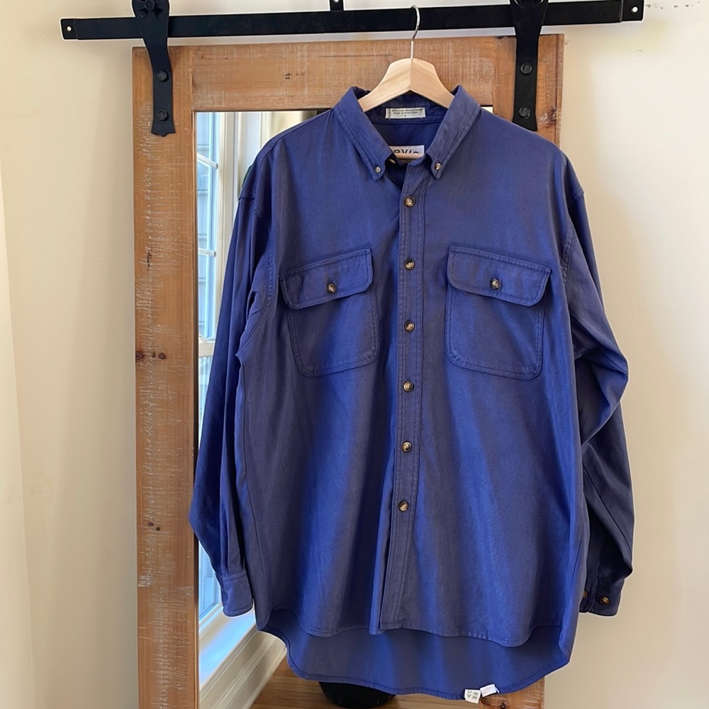 Orvis Navy Button Down Shirt Size L